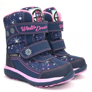 Термоботинки B&G HL209-814 розово-синий, сапоги на мембране
