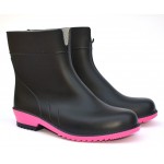 Женские резиновые сапожки Litma L-767-2-BF. Черные с розовым