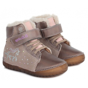 Черевики зимові шкіряні D.D.Step W050-422BM з підсвіткою, зимові чоботи на дівчинку