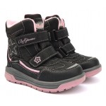 Термоботинки B&G R191-1208 черно-розовые, сапоги на мембране