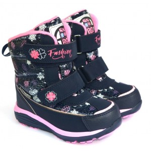 Термоботинки B&G HL209-815 фуксия синий лакированные